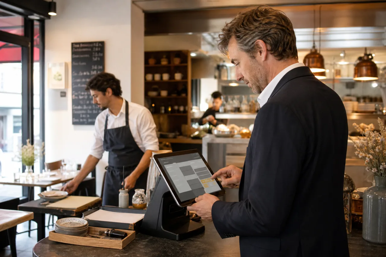 Caisse restaurant sur tablette reliée aux commandes