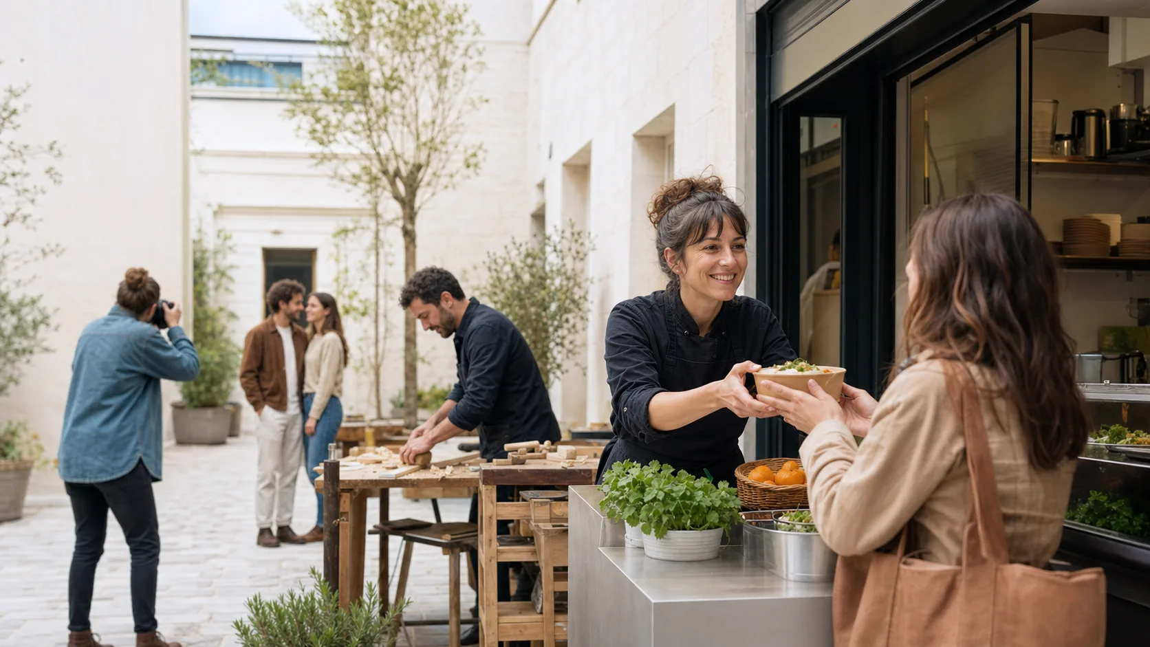Équipe d’un restaurant indépendant pendant le service