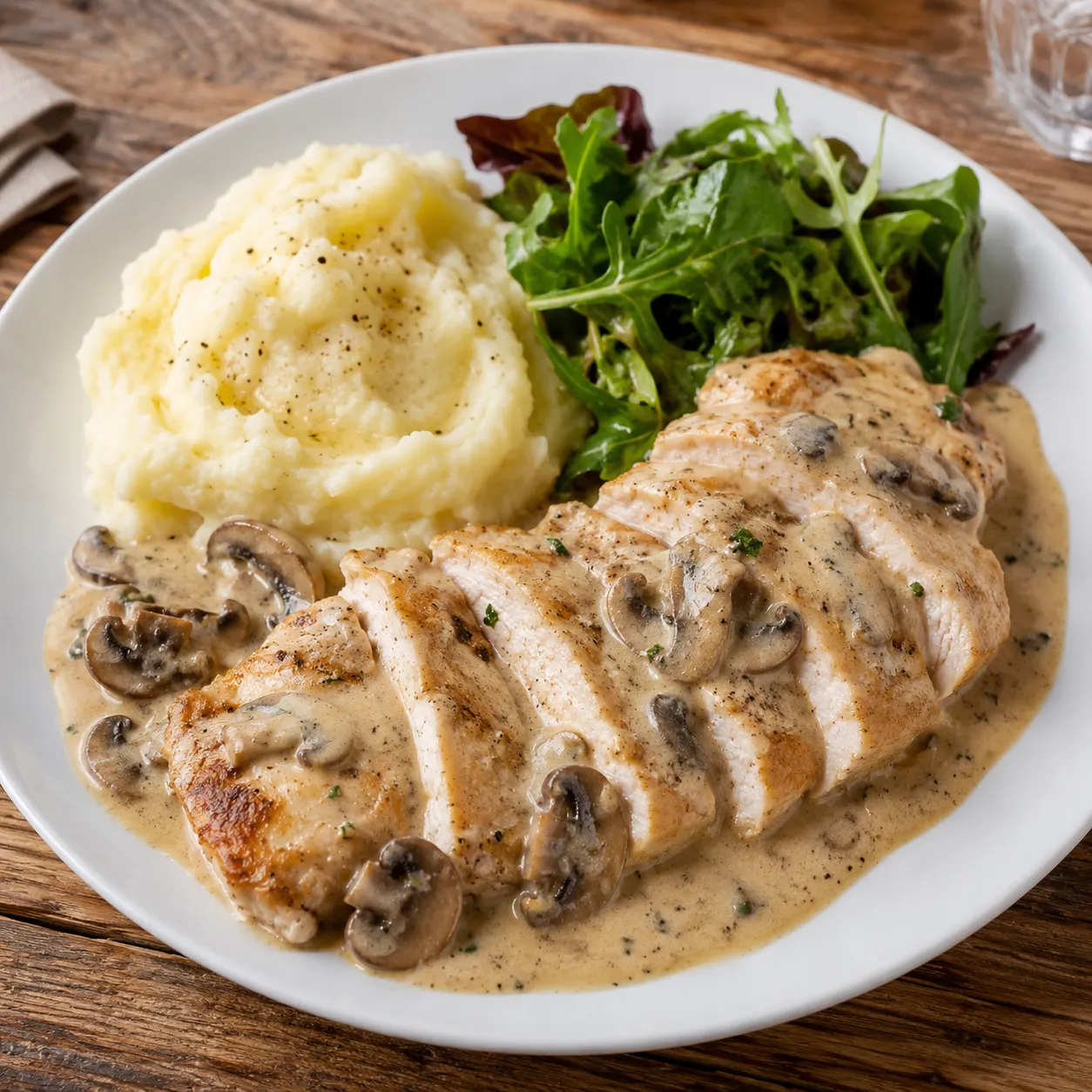 Poulet crème champignons
